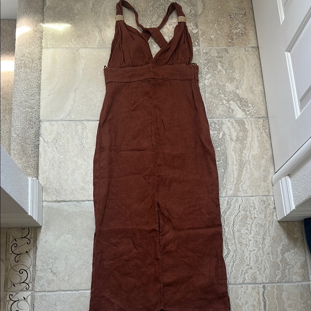 Zara Burnt Orange Linen Dress